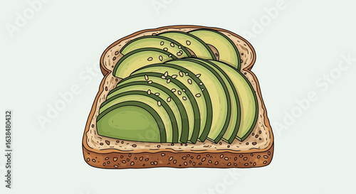 Delicious avocado toast vector illustration for healthy lifestyle concept