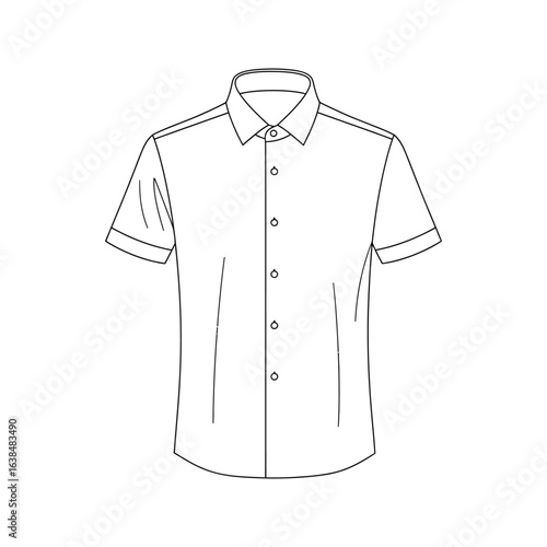 Mens Short Sleeve Shirt Template  ButtonDown Collar Fashion Design Apparel Illustration Clothing Template