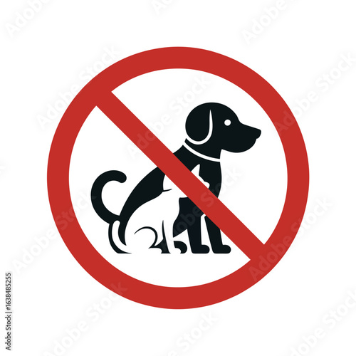 No pets allowed sign showing dog and cat with red prohibition circle and diagonal line