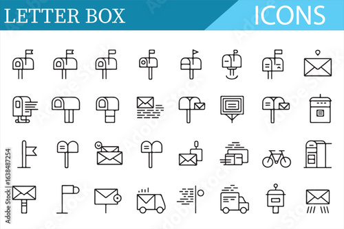 Icon Collection for Mail, Postman, and Delivery Routes in Minimalist Style