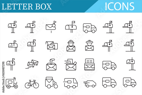 Modern Mailbox and Delivery Icons for Digital and Print Design