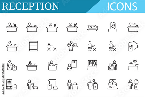Creative Office Reception Icons for Web and App Use