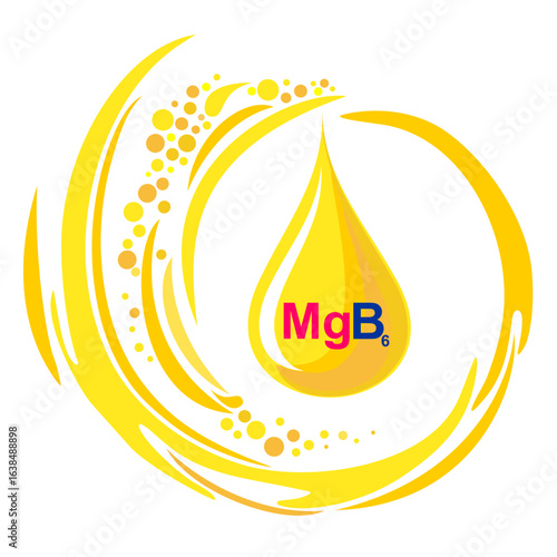 Minerals Magnesium Mg and vitamin B6. Medical healthcare concept.  Icon isolated white background.   Vector illustration