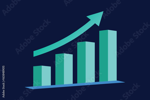 3d bar chart illustrating positive growth and financial trends