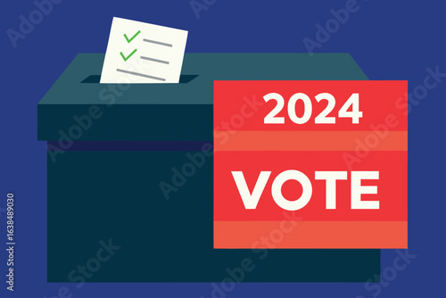 3d illustration of a ballot box with voting slot and handle