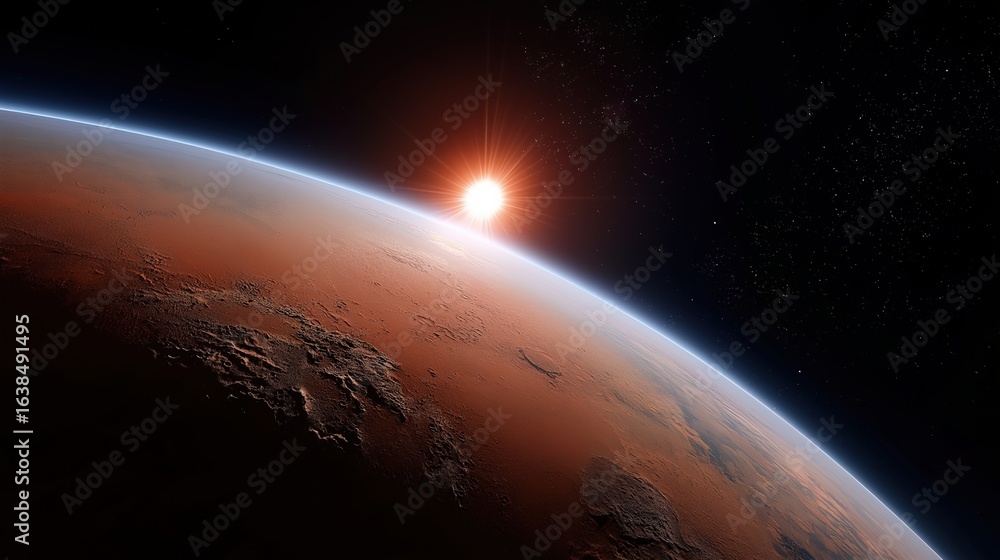 Obraz premium Sunrise over mars captured in stunning space view