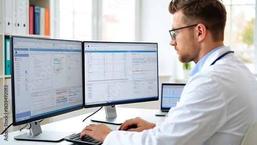 doctor working on computer