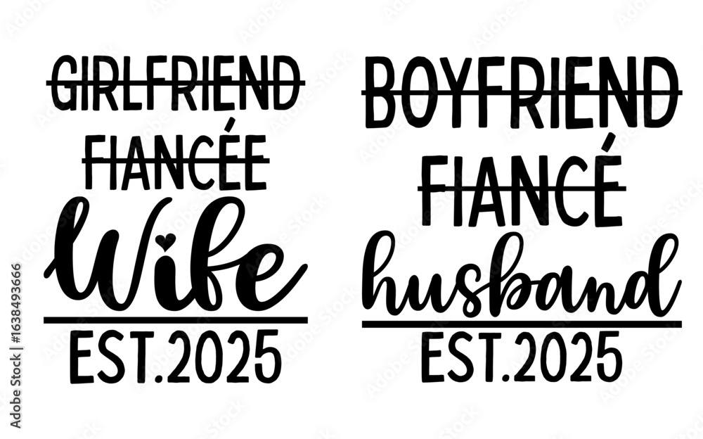 Fototapeta premium Couple Silhouette Boyfriend Fianc Husband Girlfriend Fianc e Wife Established 2025 Silhouette