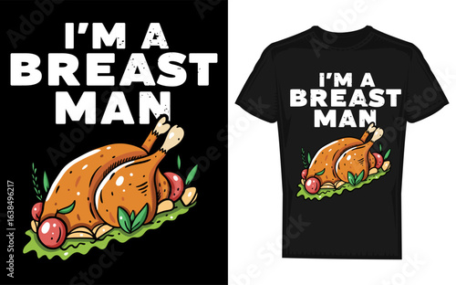 Humorous Thanksgiving Turkey Silhouette Design for Apparel and Graphics Featuring a Playful Breast Man Pun silhouette