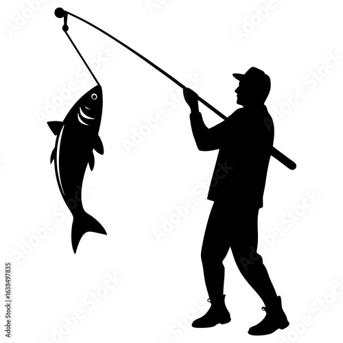 silhouette of a fisherman