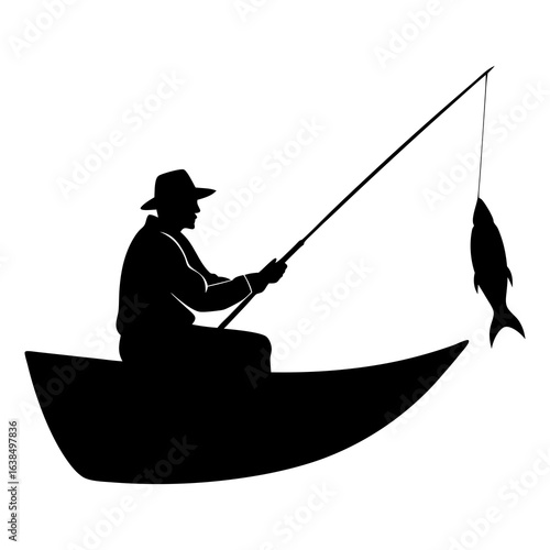 silhouette of a fisherman