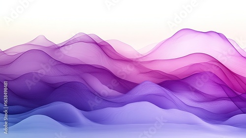 Abstract Minimalist Purple Gradient Water Wave Pattern with Curved Lines on White Background, Flat Graphic Element