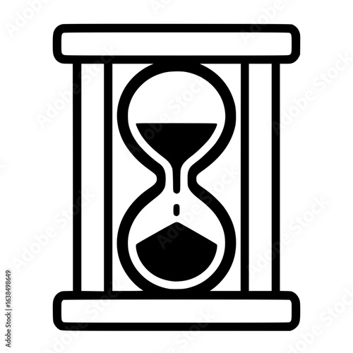 Classic hourglass icon symbolizing the passage of time in a simple black design
