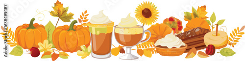 Vector illustration of burning fire with bright flames next to a glass of orange drink