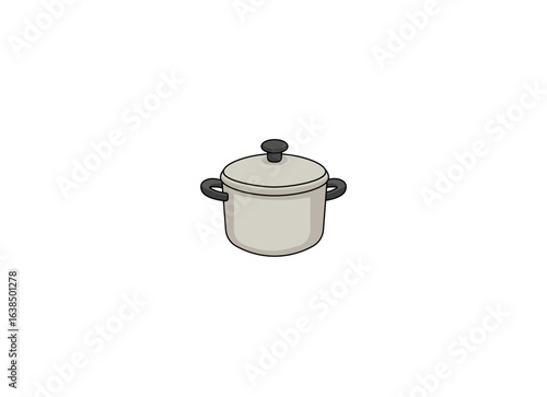 Vector illustration of a cartoon gray saucepan