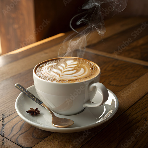cup of coffee with cinnamon sticks