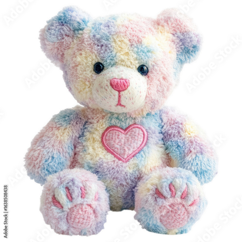 Soft Plush Bear of Affection: A charming, pastel-colored plush bear, exuding warmth, joy, and comfort, perfectly embodying love and friendship, evoking a sense of childhood nostalgia.