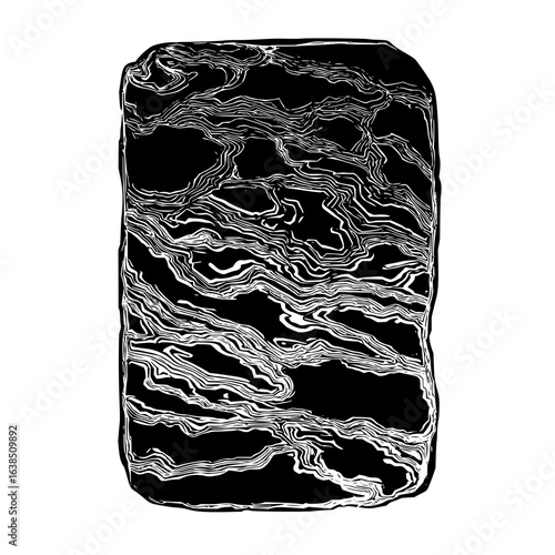 Abstract monochrome block with organic lines and shapes creating a textured visual representation