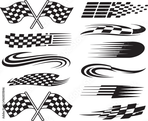 Checkered Flag Illustrations Racing Finish Line Graphics