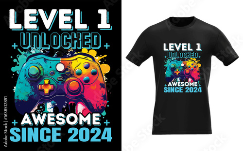 1st  Birthday Boy Level 1 Gamer 1 Year Video Game Party