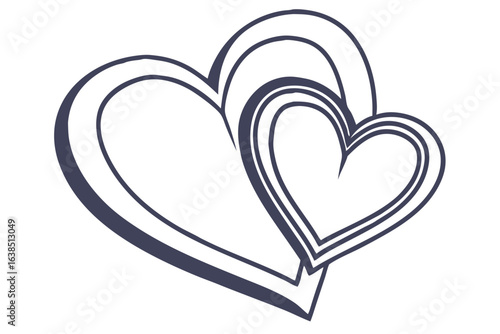 layered slate blue hearts overlapping vector illustration isolated on a white background