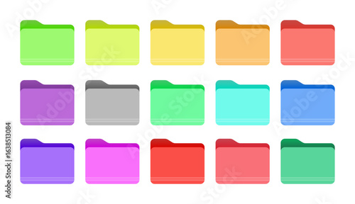 Collection of colorful folders isolated on a white background, representing organization and data management