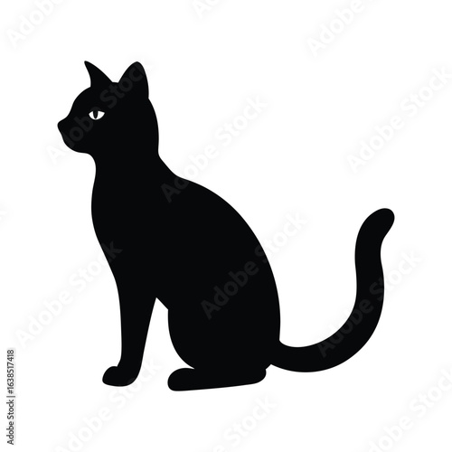 black cat silhouette on transparent background 