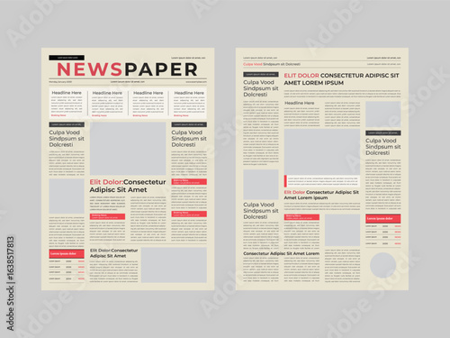 The daily newspaper layout, magazine design, newspaper template with text and picture placeholder