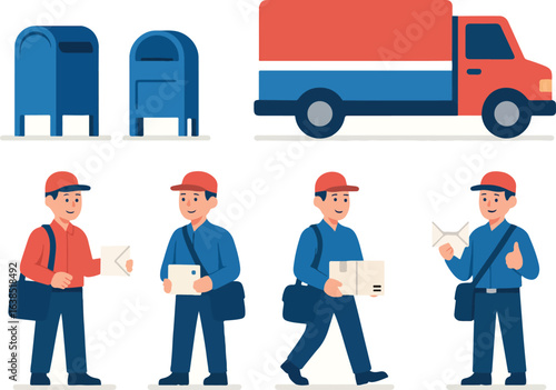 Trash utility, disposal and recycling concept. Waste collector worker wearing uniform pushing a trash bin to garbage truck. Vector illustration. 