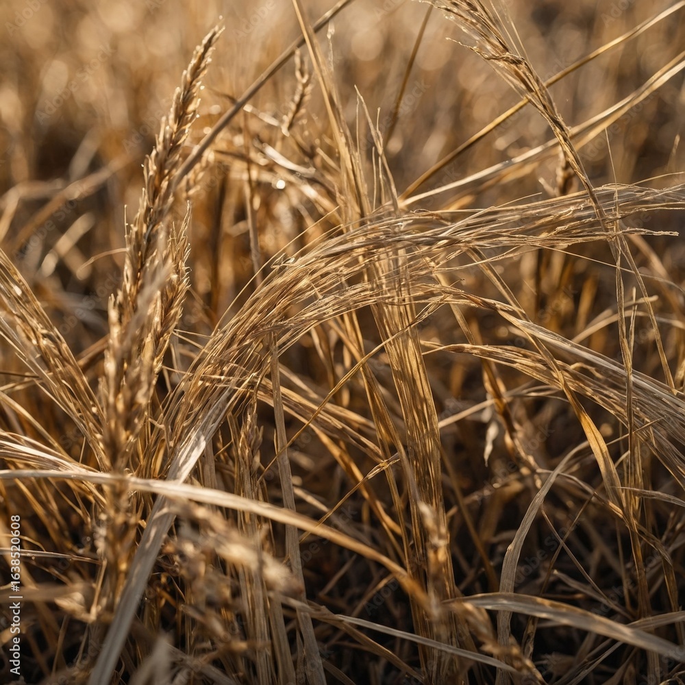 Fototapeta premium High-resolution macro of dry grass texture showing natural organic arrangement.