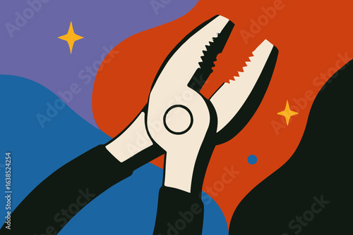 Vector illustration of a locking pliers tool silhouette for gripping and repair tasks