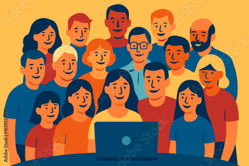 A vibrant illustration of a diverse group of people collaborating online, showcasing the power of remote interaction and the bonds of a digital community, embodies the concept of a Unified Digital