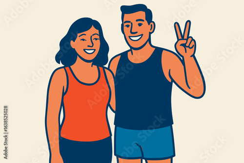Illustration of young individuals wearing sportswear and engaging in active pursuits, depicted in a flat vector style and isolated on a white background