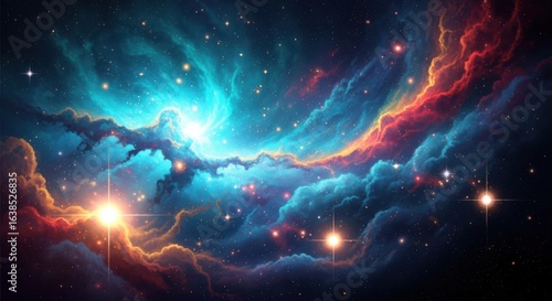 Cosmic Nebula and Starry Expanse Background