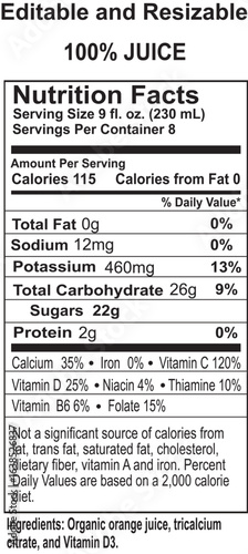 Organic Orange Juice 100 Percent Juice Nutrition Facts