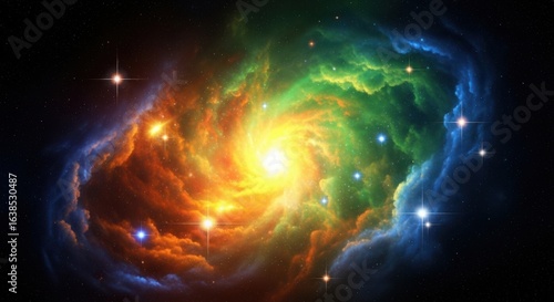 Vibrant Cosmic Swirl of Colors in Deep Space