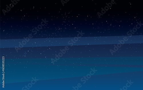 The night sky with a gradient from dark blue to black. Scattered stars add a magical effect, and horizontal lines create a sense of depth.