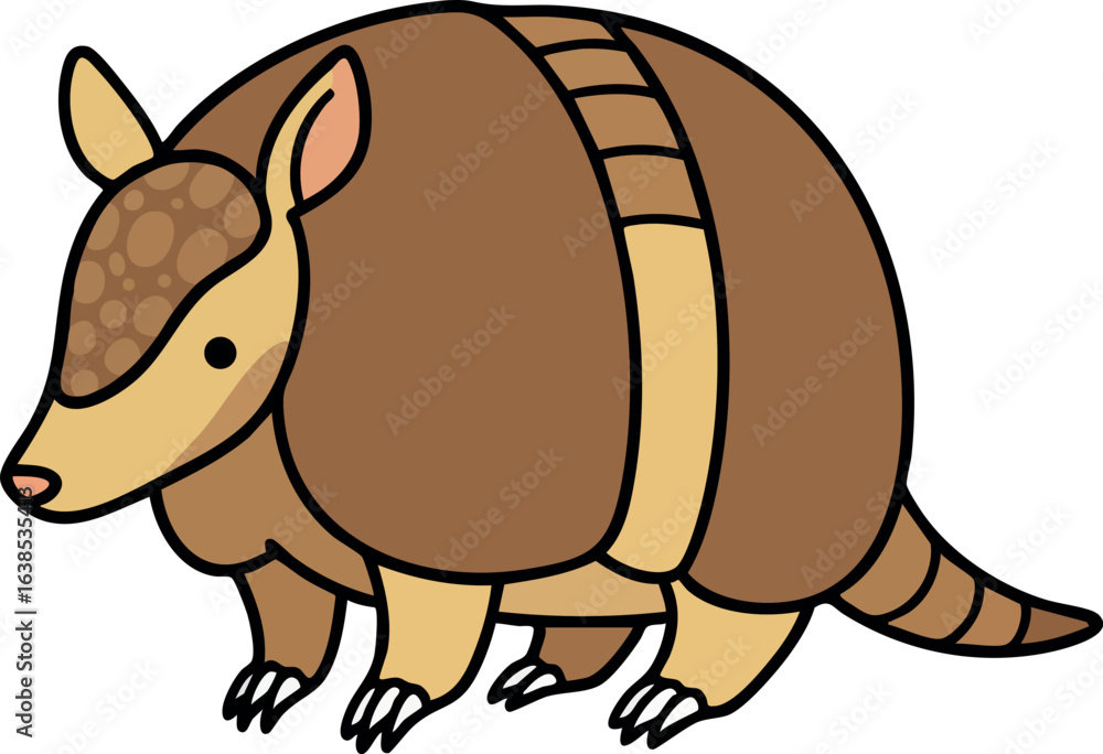 Fototapeta premium Armadillo animal illustration with brown and beige natural colors vector graphic 