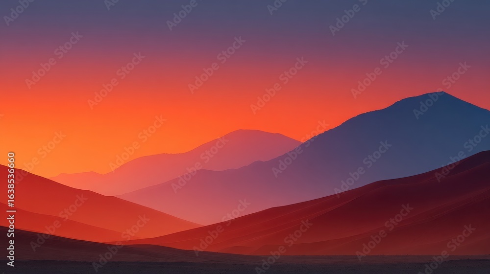Fototapeta premium A beautiful sunset over a mountain range