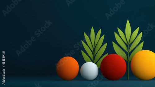 Wallpaper Mural A blue background with a bunch of fuzzy balls and a leaf Torontodigital.ca