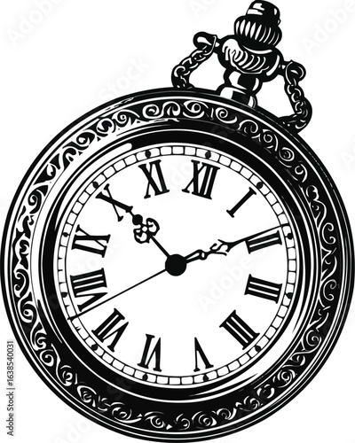Silhouette vector Classic Ornate Pocket Watch – Silhouette of an antique pocket watch 
