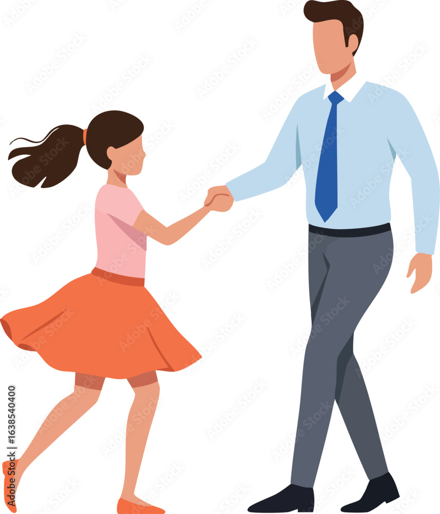 Man and girl shaking hands in friendly greeting vector illustration Man and girl shaking hands in friendly greeting vector illustration