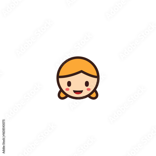 Cute Girl Face Chibi Icon – Flat Cartoon Style