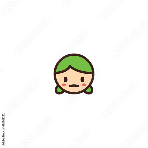 Cute Girl Face Chibi Icon – Flat Cartoon Style