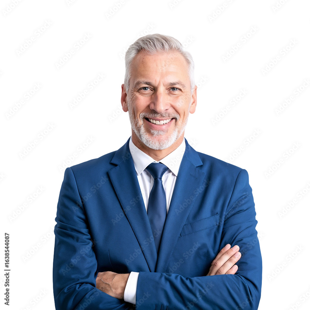 Smiling older businessman portrait isolated on transparent background Smiling older businessman portrait isolated on transparent background