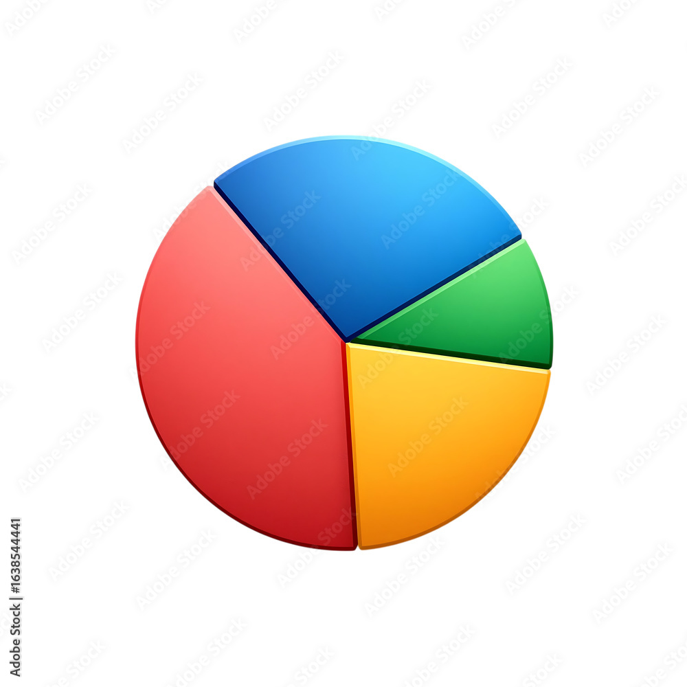 Fototapeta premium Colorful beach ball divided into four sections isolated on transparent background