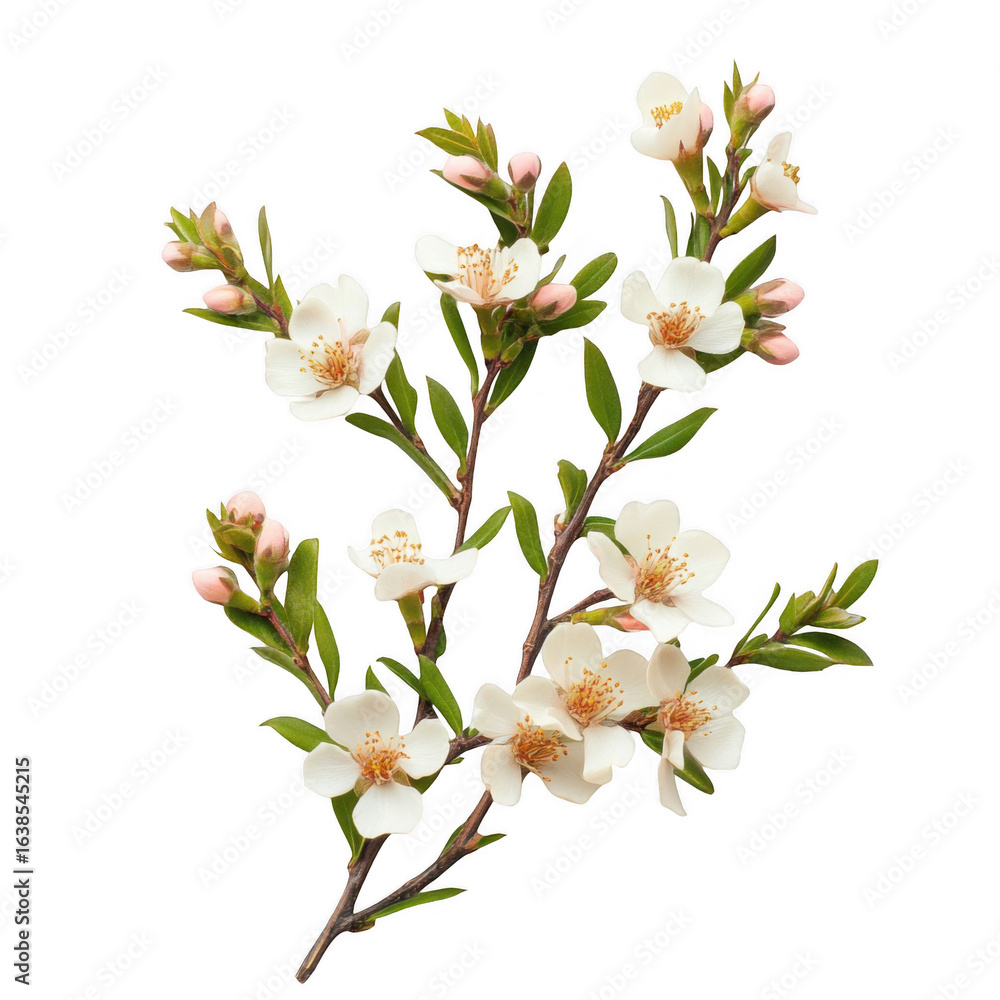 Fototapeta premium Delicate white flowers blooming on a branch against a black background spring blossoms nature beauty
