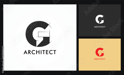 Architectural project G letter logo, technical draw style alphabet. Geometrical typography. Wireframe letters, typographic design with draft strokes for architecture logo. Isolated vector typeset

