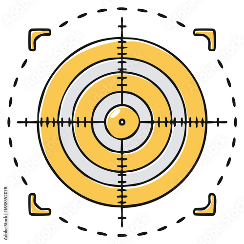 Doodle style target graphic with crosshairs and aiming markers