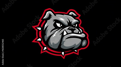 Fierce Bulldog Logo with Red Accents on Black Background